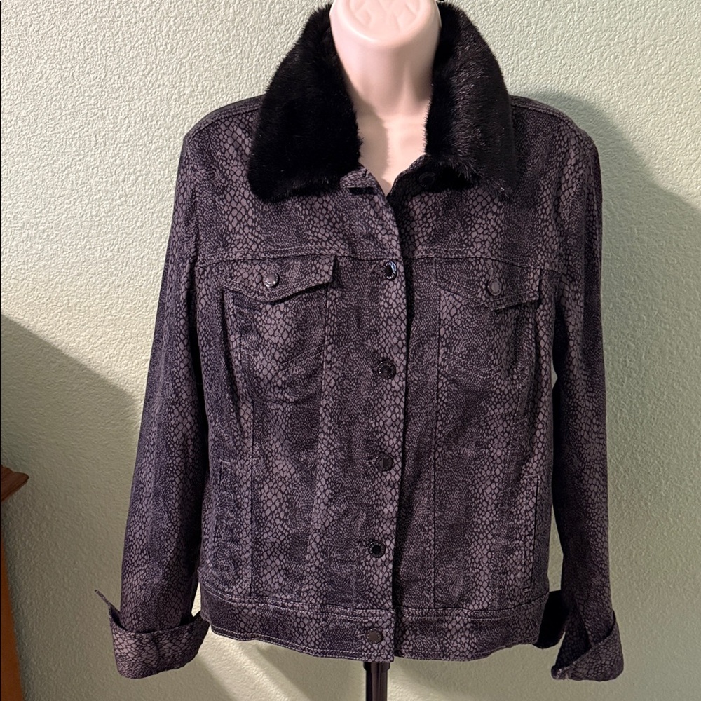 Women's Black Faux Fur Collar Jacket